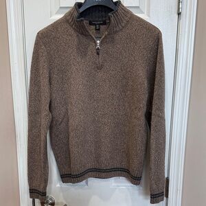 Italian made. Cozy Brown Zip-Up Sweater for Men